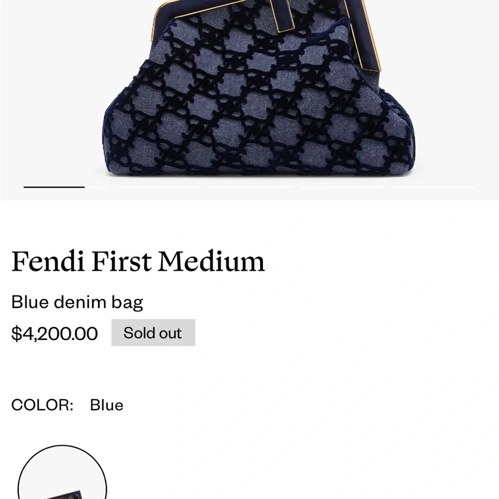 Fendi First Medium
Blue denim bag - Picture 2 of 15